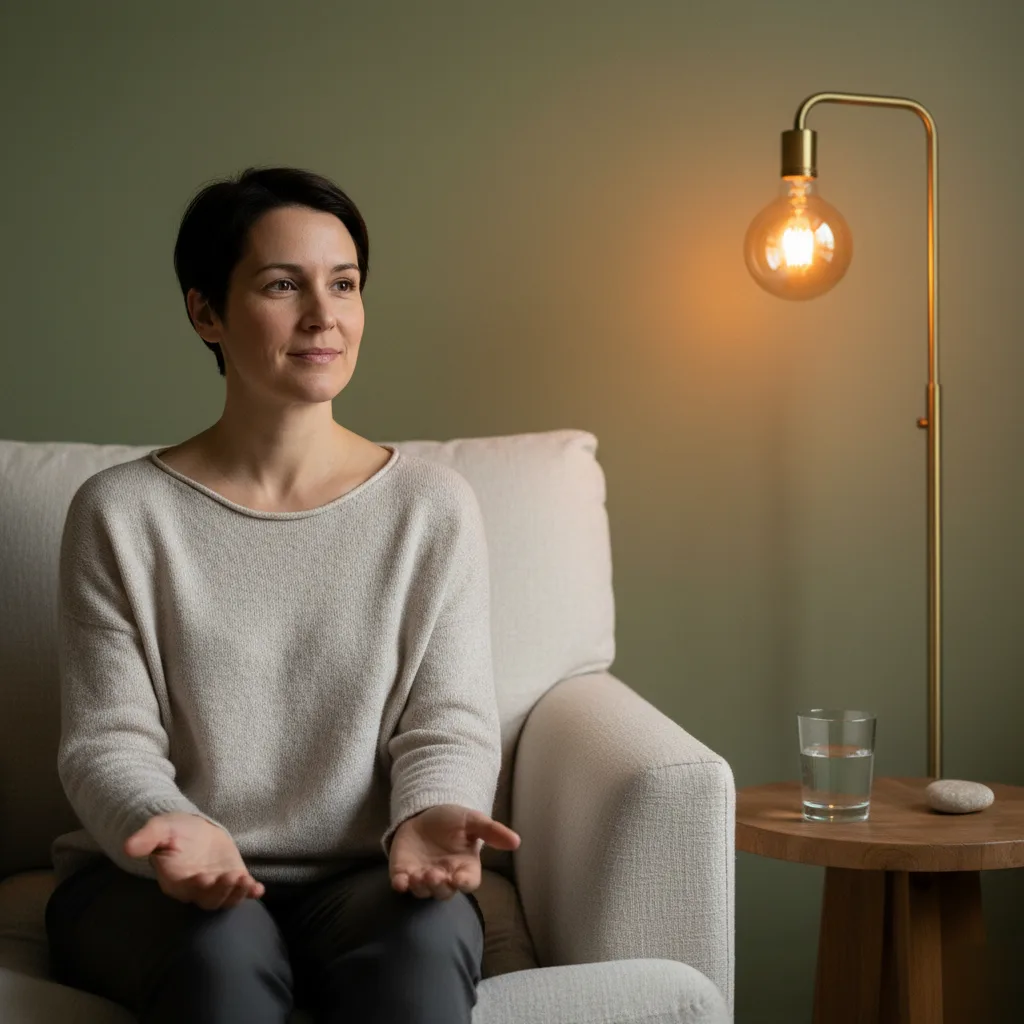 Client at ease in a therapy office while their care is coordinated with other providers
