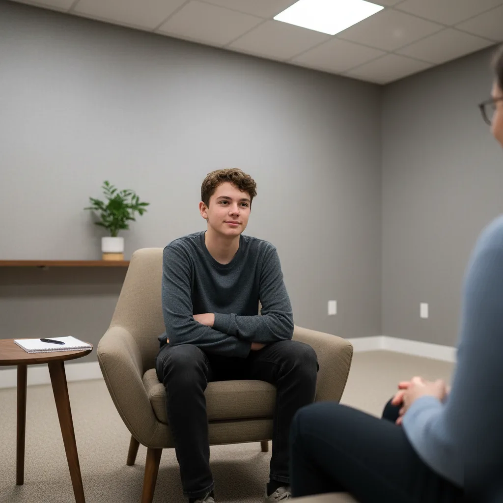 Teen after a family crisis intervention session